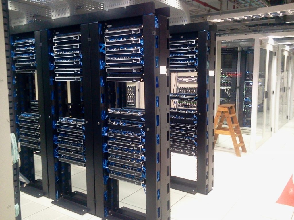 Server room with equipment racks
